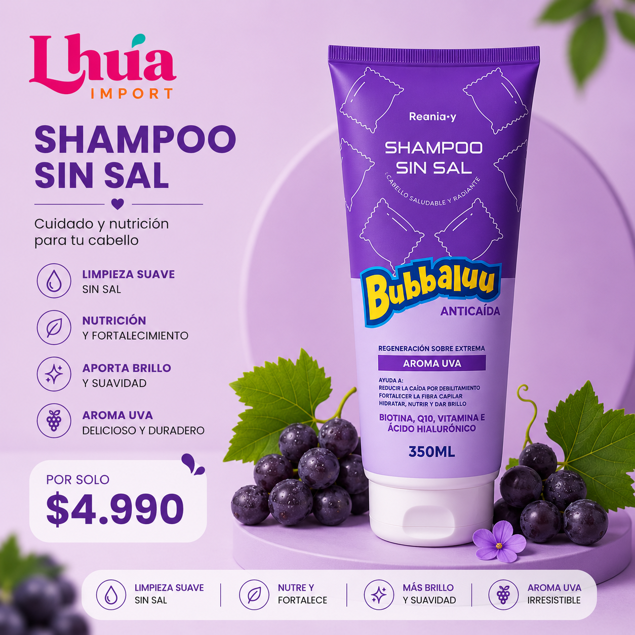 Bubbaluu Shampoo sin sal 350ml